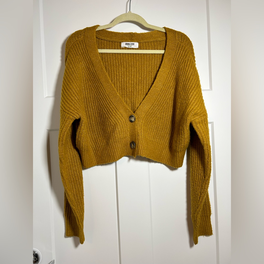 Large/Xl Cropped Sweater, Cardigan Sweater, Oversized Fit